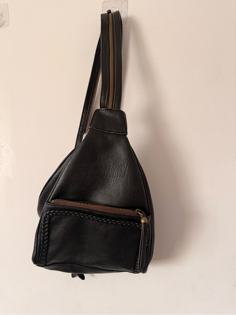 Black Leather Crossbody Sling Bag